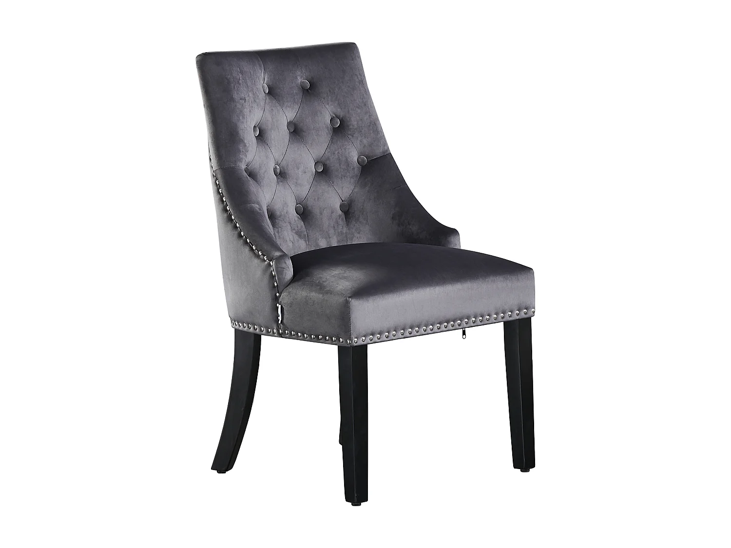 Chaise de salle à manger simple Windsor - Rembourrage en velours moelleux et pieds en bois massif robustes - Parfait pour votre salle à manger et salon - Gris foncé