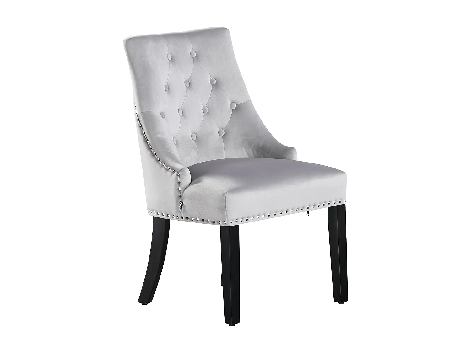 Chaise de salle à manger Windsor simple - Rembourrage en velours moelleux et pieds en bois massif robustes - Parfait pour votre salle à manger et salon - Gris clair