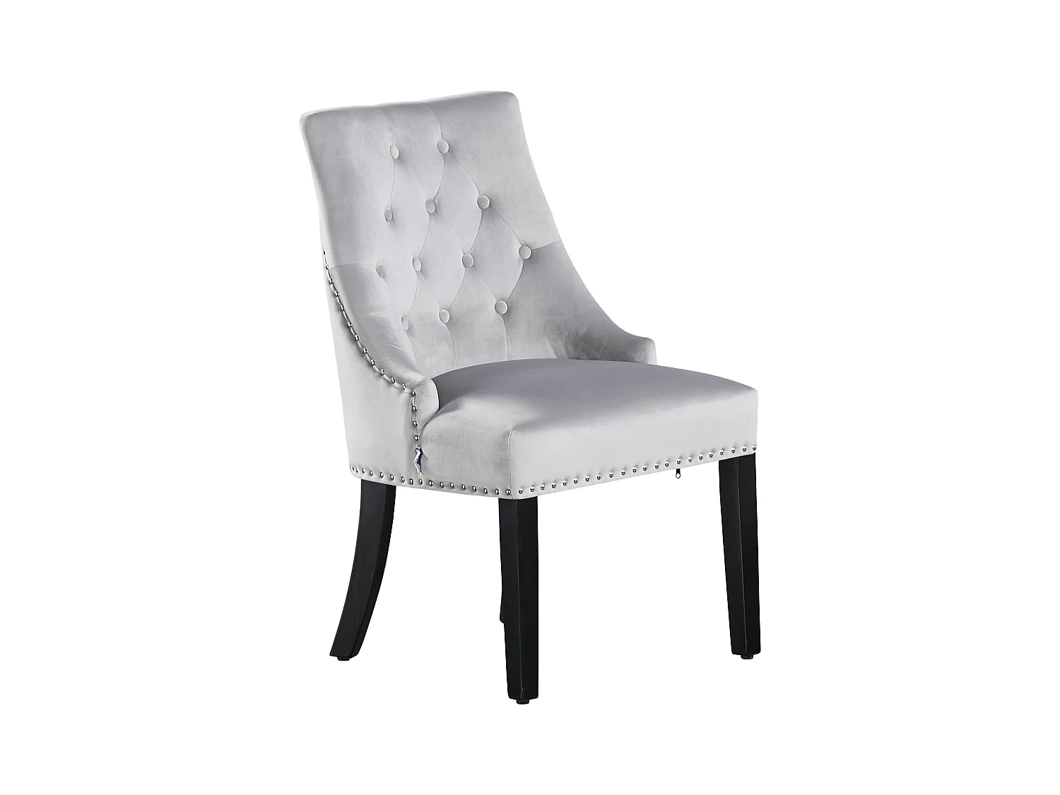 Chaise de salle à manger Windsor simple - Rembourrage en velours moelleux et pieds en bois massif robustes - Parfait pour votre salle à manger et salon - Gris clair