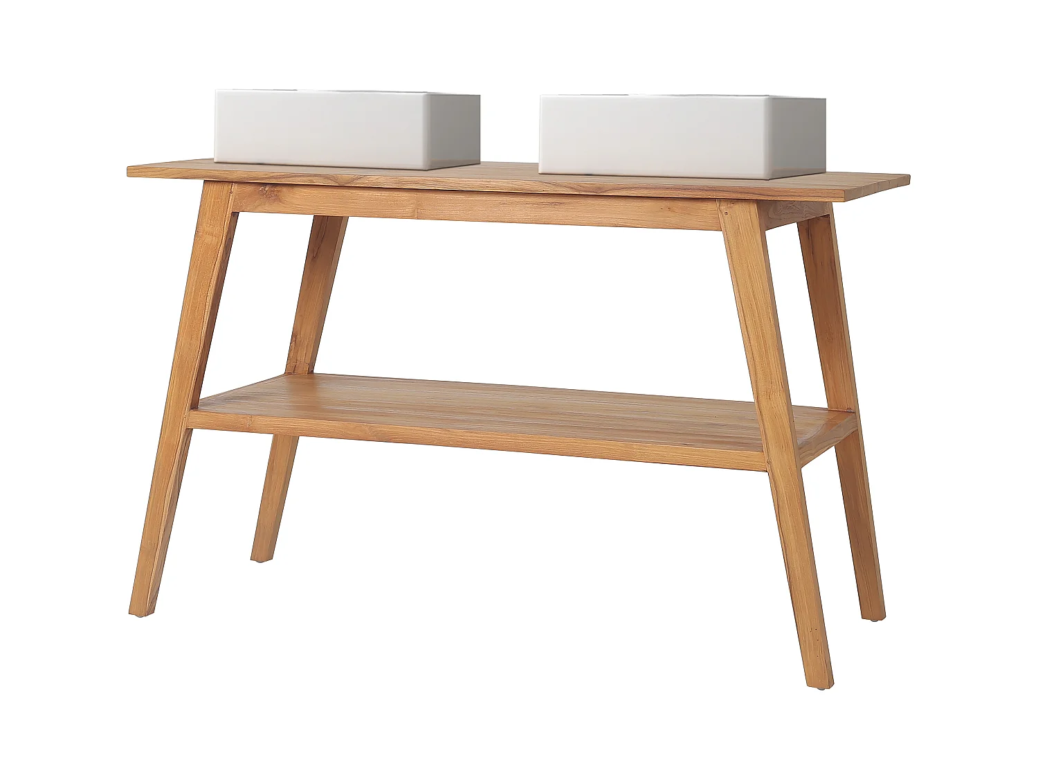 Meuble de salle de bain en teck avec double vasque - 120 cm - BOBOTSARI