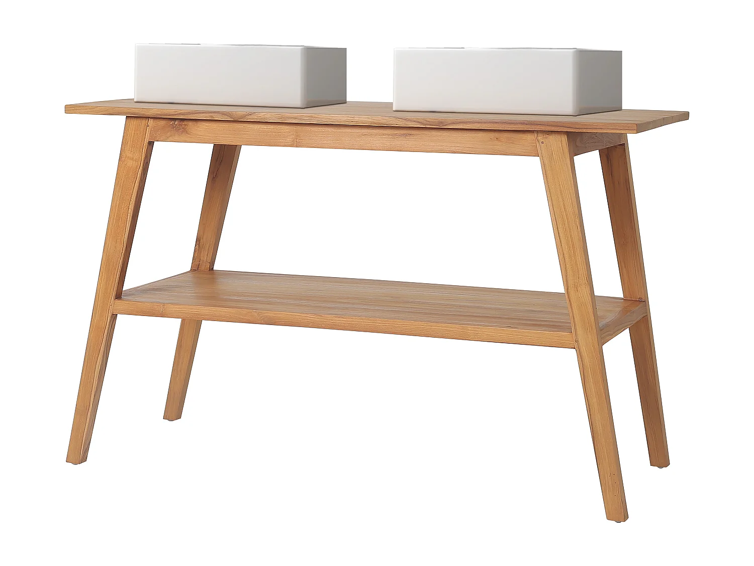 Meuble de salle de bain en teck avec double vasque - 120 cm - BOBOTSARI