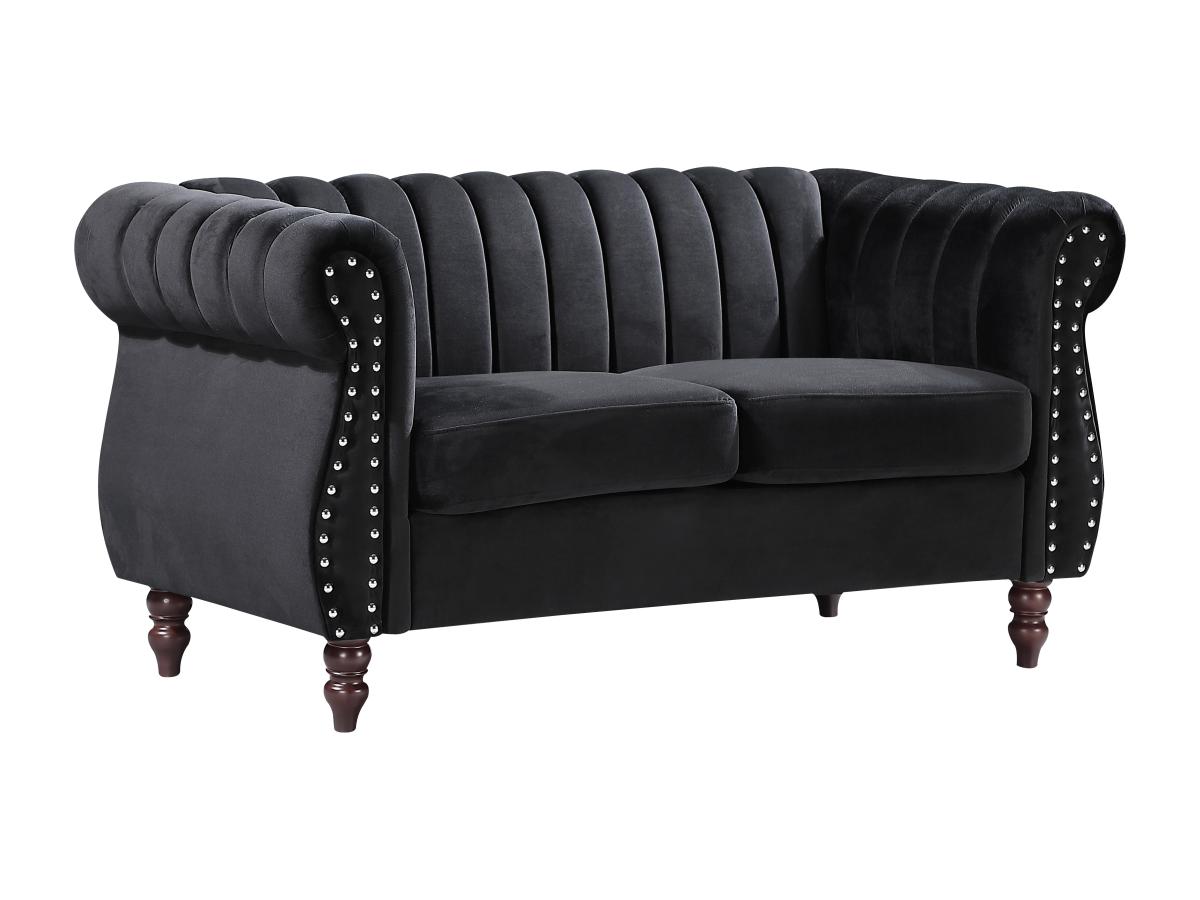 Chesterfield-Sofa - 2-Sitzer - Samt - Schwarz - TRUMBO günstig online kaufen