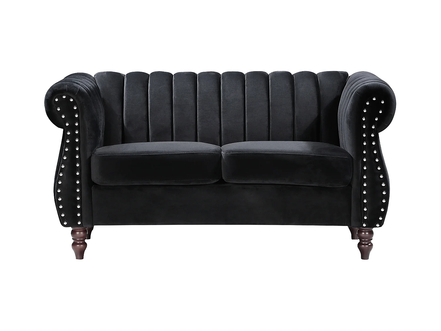 2-persoons zwarte fluwelen chesterfield zitbank TRUMBO