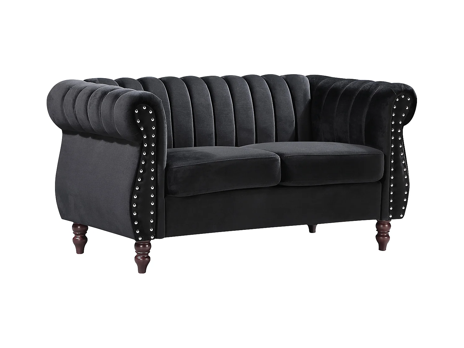 2-persoons zwarte fluwelen chesterfield zitbank TRUMBO
