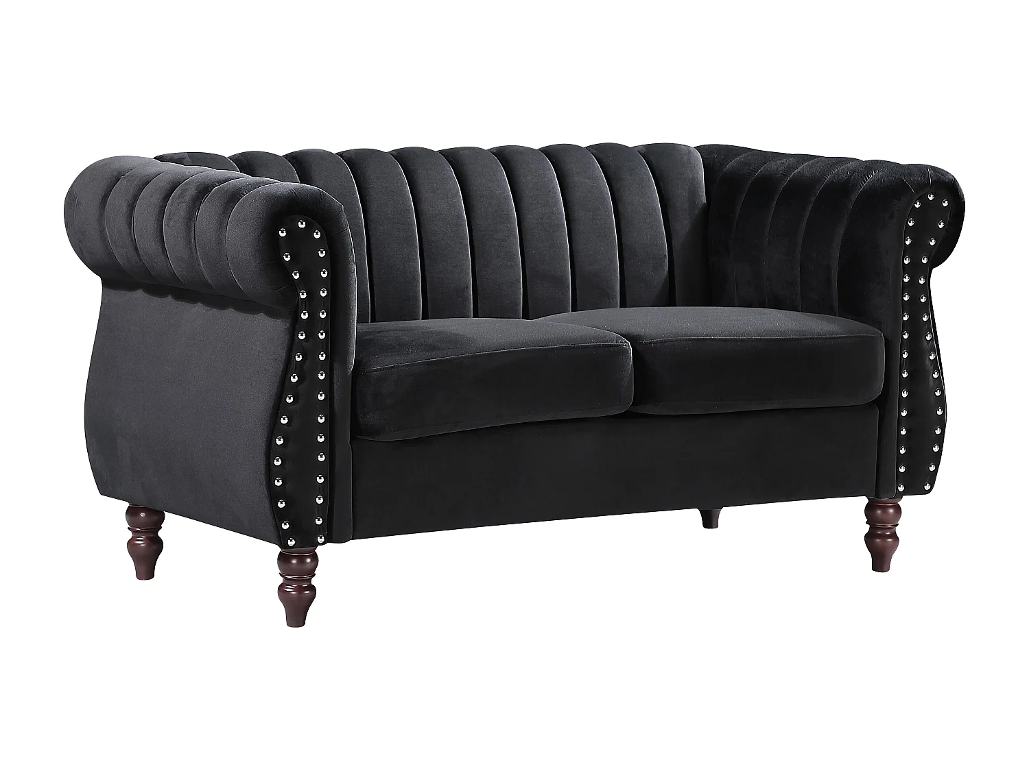 Chesterfield-Sofa - 2-Sitzer - Samt - Schwarz - TRUMBO