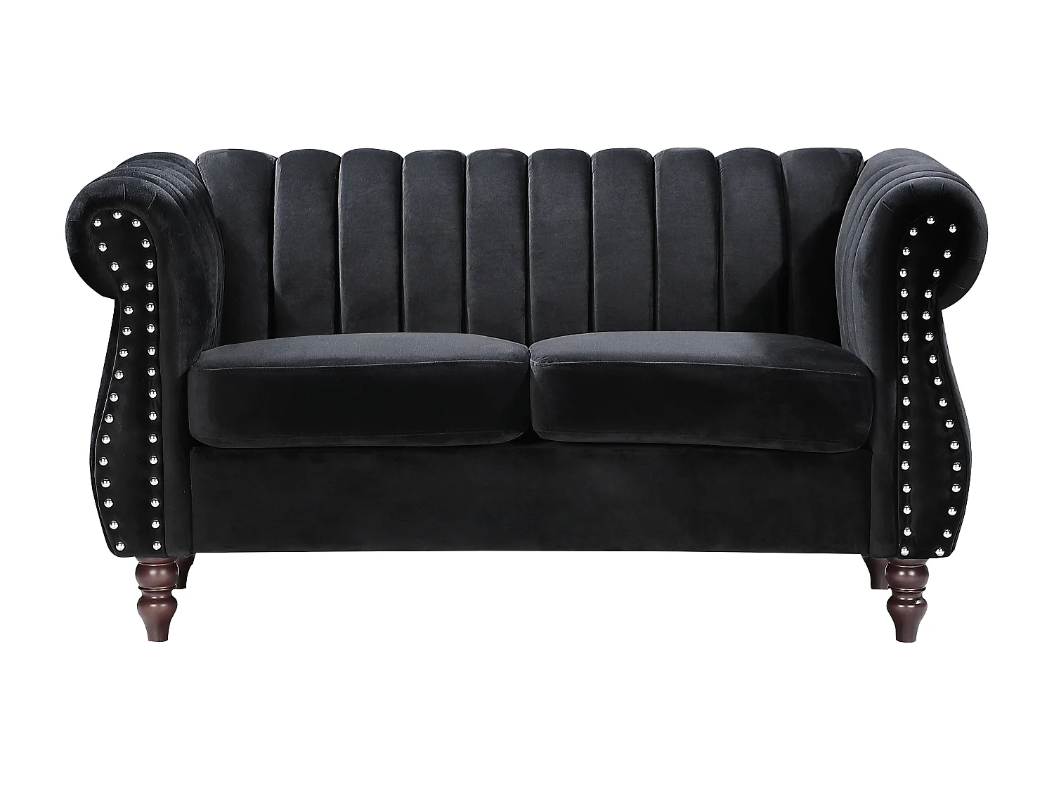 Chesterfield-Sofa - 2-Sitzer - Samt - Schwarz - TRUMBO