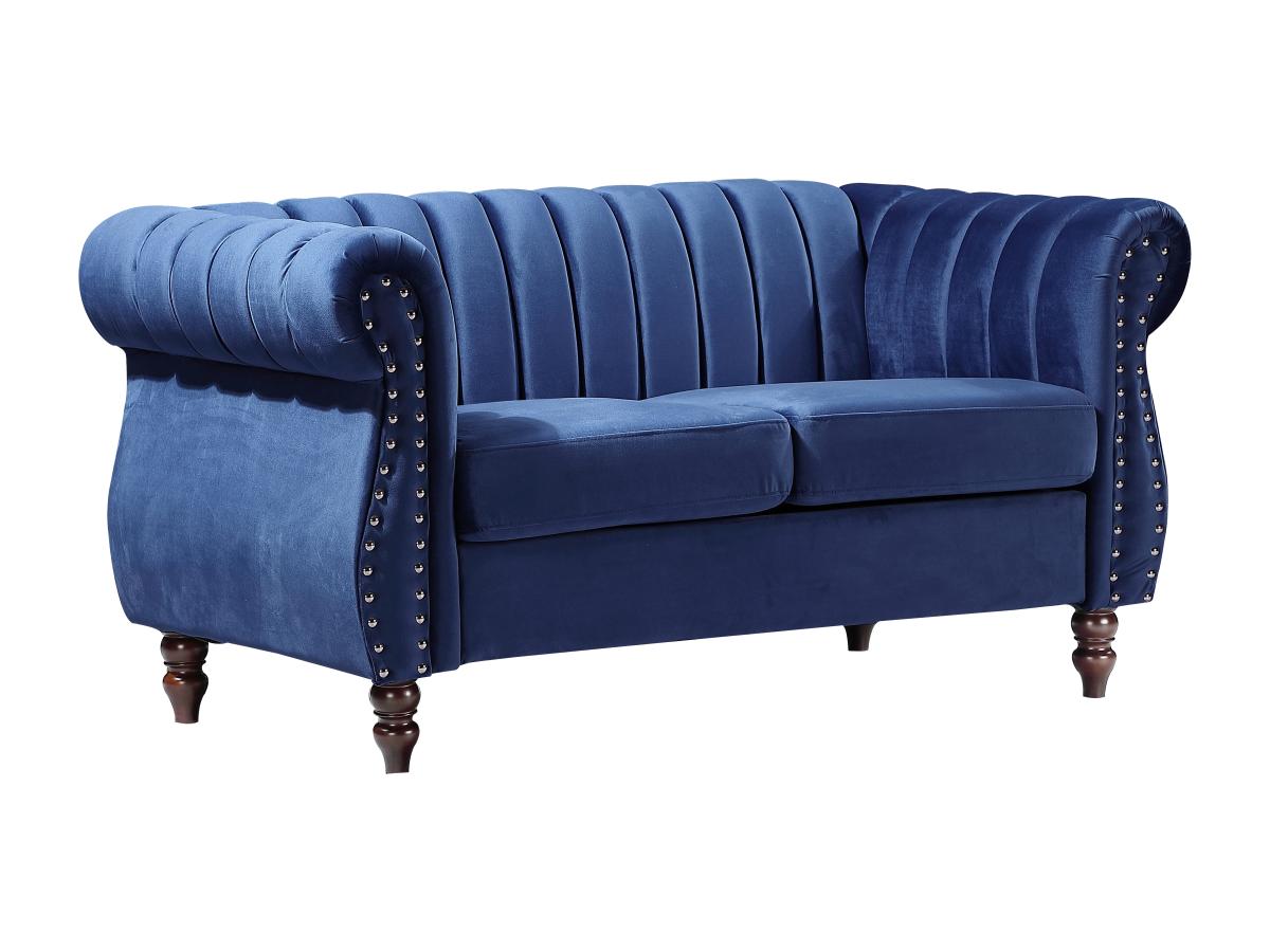 Chesterfield-Sofa - 2-Sitzer - Samt - Königsblau - TRUMBO günstig online kaufen