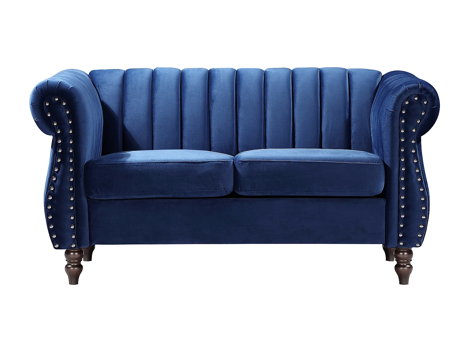 Canapé chesterfield 2 places en velours bleu roi TRUMBO