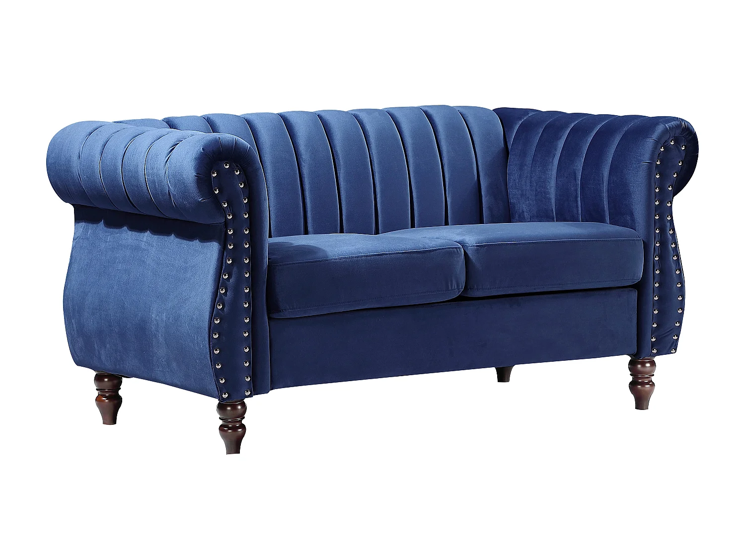 Sofá chesterfield 2 plazas de terciopelo Azul real TRUMBO