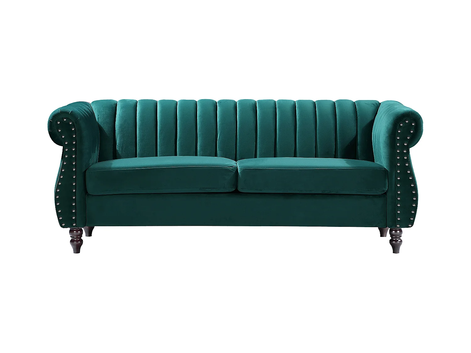 Chesterfield 3-personers sofa i smaragdgrøn fløjl TRUMBO