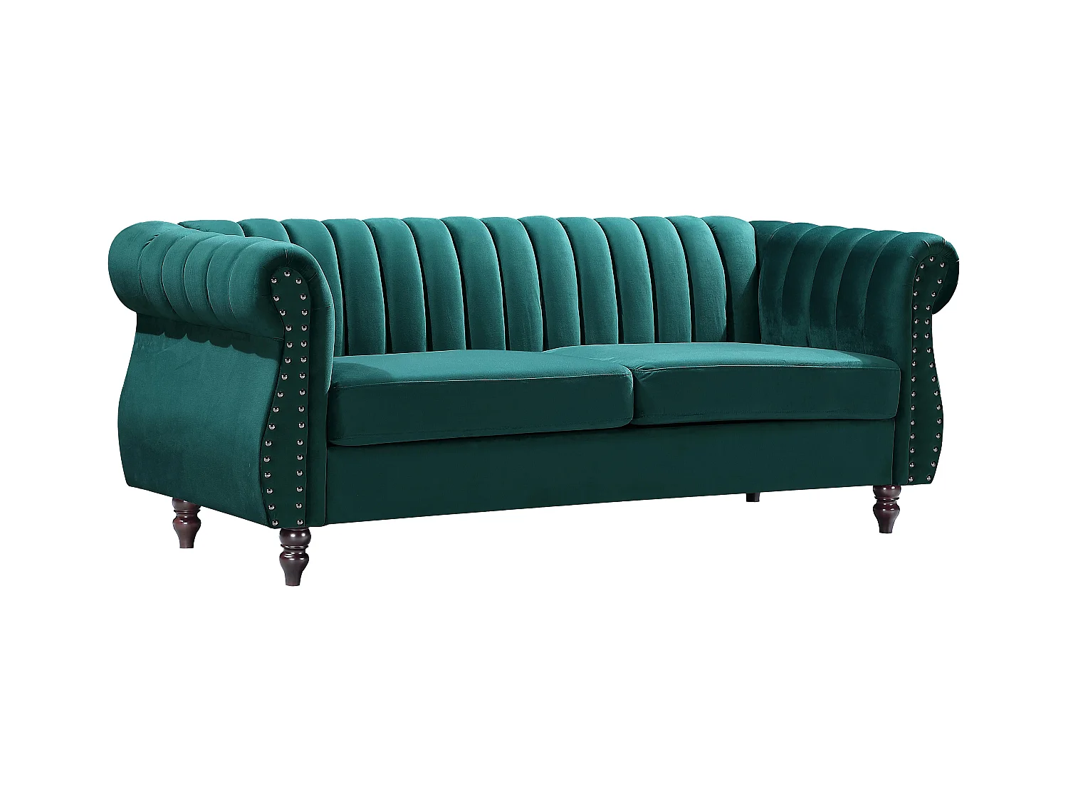 Chesterfield 3-personers sofa i smaragdgrøn fløjl TRUMBO