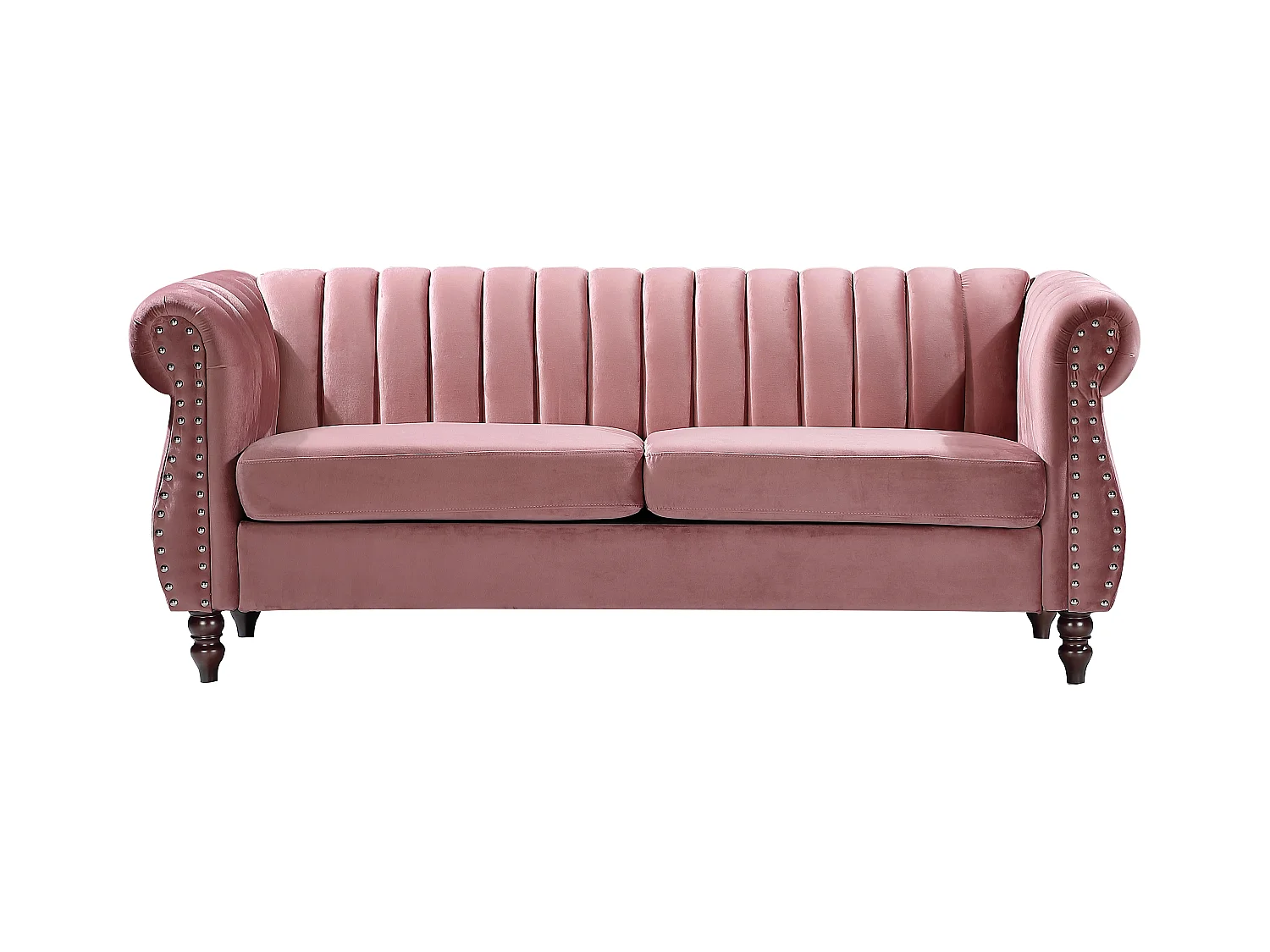 Divano Chesterfield 3 posti in Velluto Rosa antico - TRUMBO