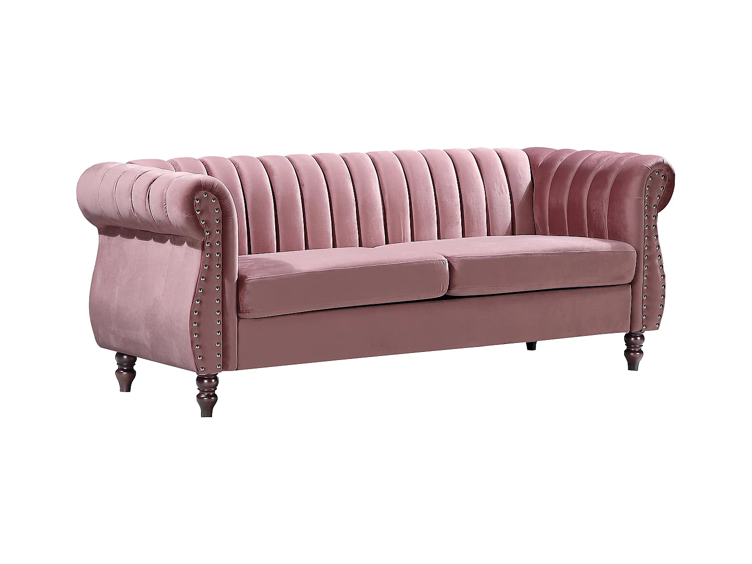 Divano Chesterfield 3 posti in Velluto Rosa antico - TRUMBO