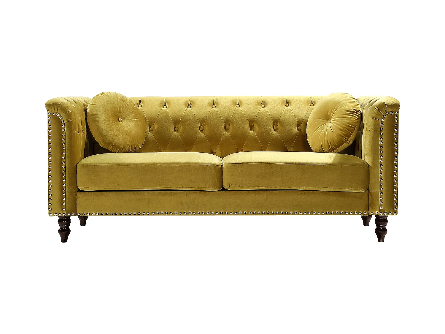 Driezitsbank in mosterdgele fluweel TURNER