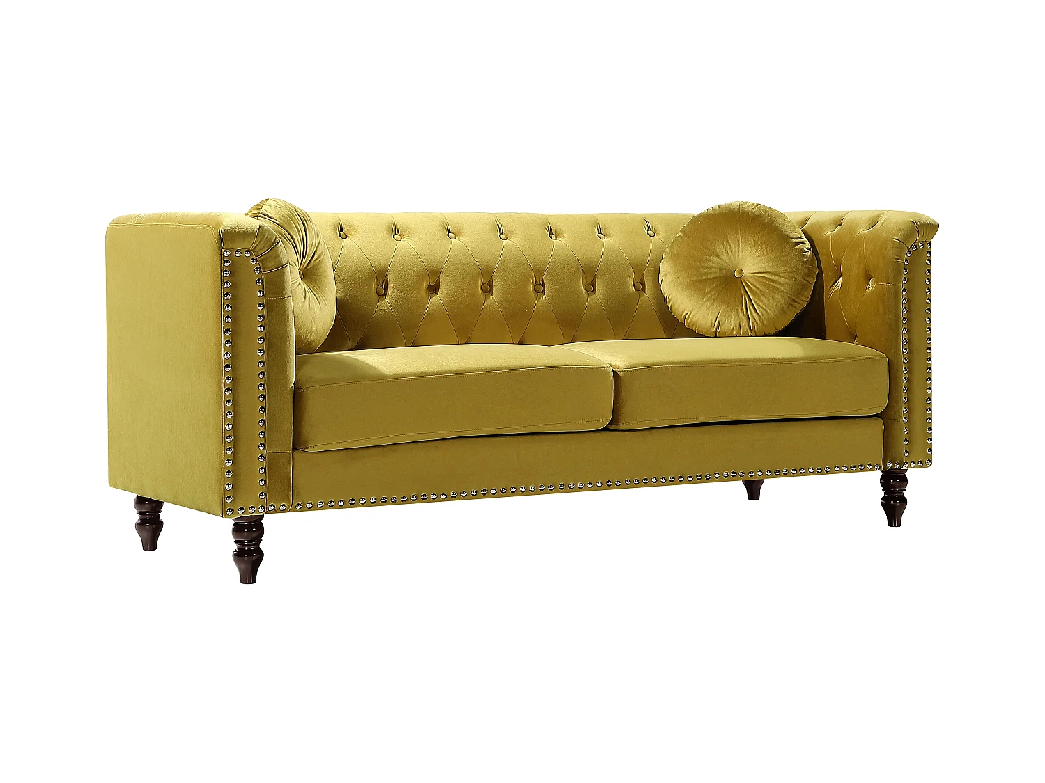 Driezitsbank in mosterdgele fluweel TURNER