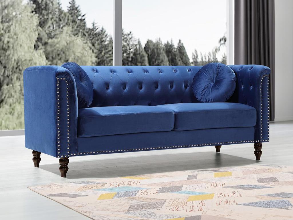 Sofa 3-Sitzer - Samt - Dunkelblau - TURNER günstig online kaufen
