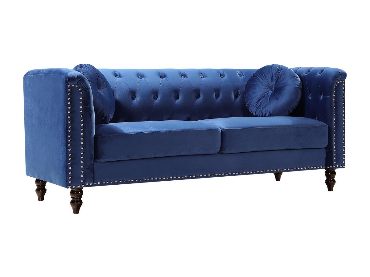 Sofa 3-Sitzer - Samt - Dunkelblau - TURNER günstig online kaufen