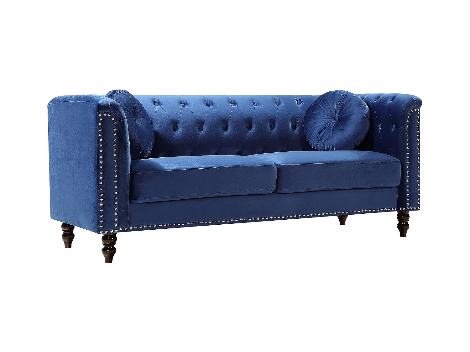 Divano 3 posti in Velluto Blu reale - TURNER