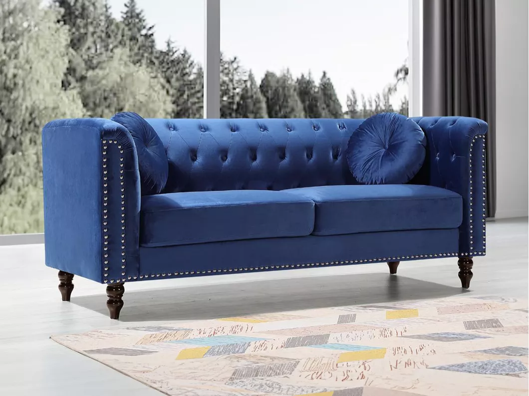 Kauf Unique Sofa 3-Sitzer - Samt - Dunkelblau - TURNER