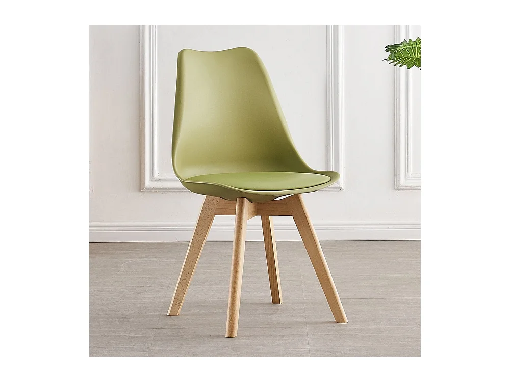 LORENZO - Chaise Scandinave Verte Lorenzo - Assise Rembourrée - Vert