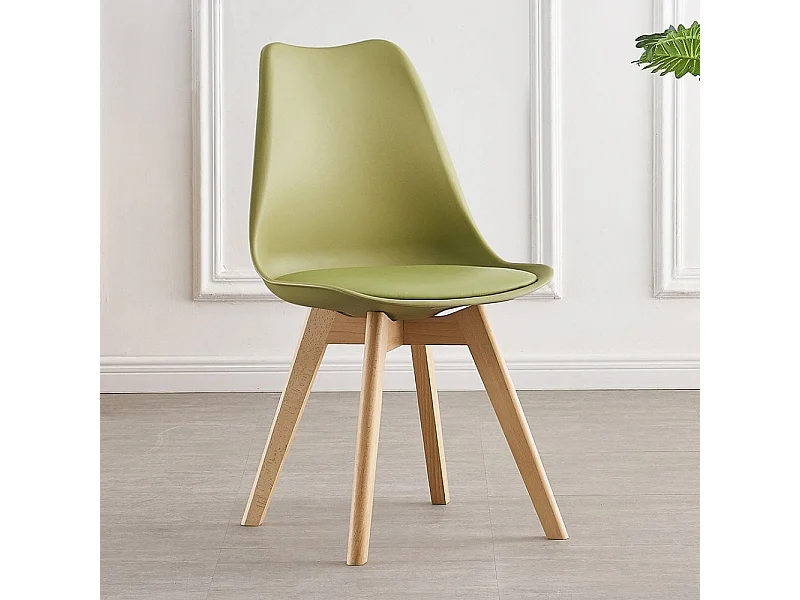 LORENZO - Chaise Scandinave Verte Lorenzo - Assise Rembourrée - Vert