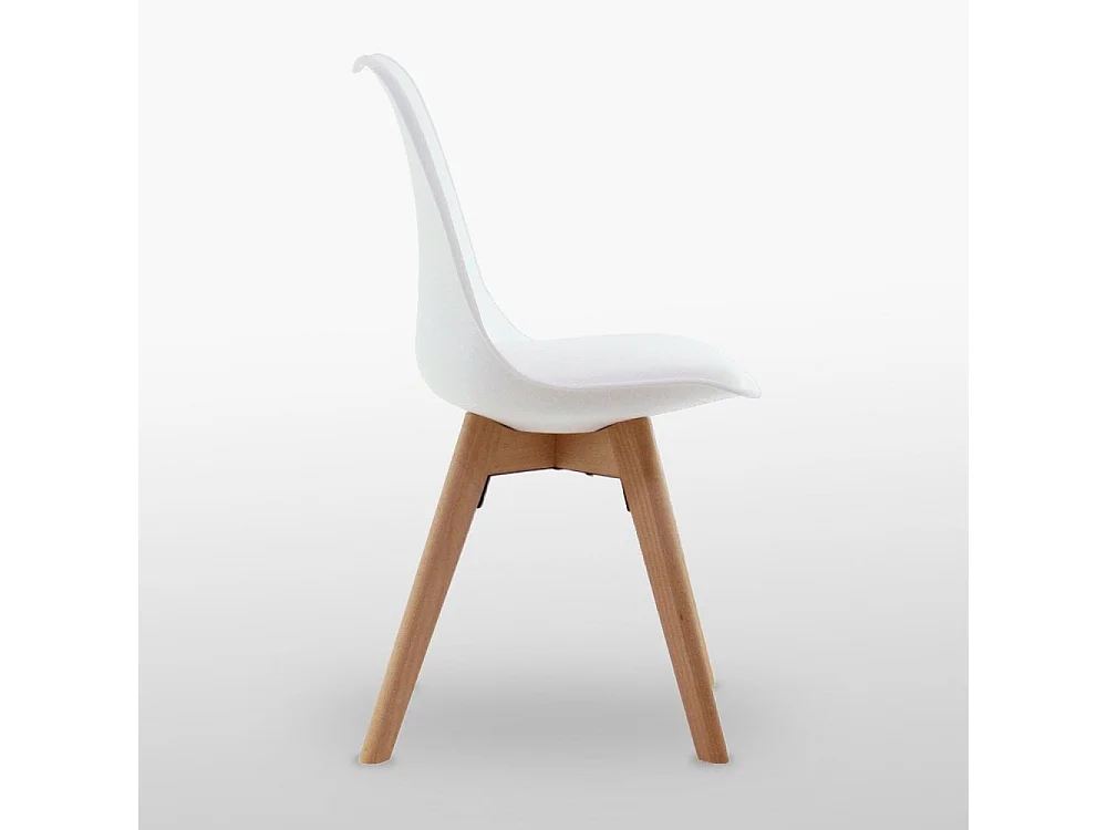 LORENZO - Chaise Scandinave Blanche - Assise Rembourrée - Blanc