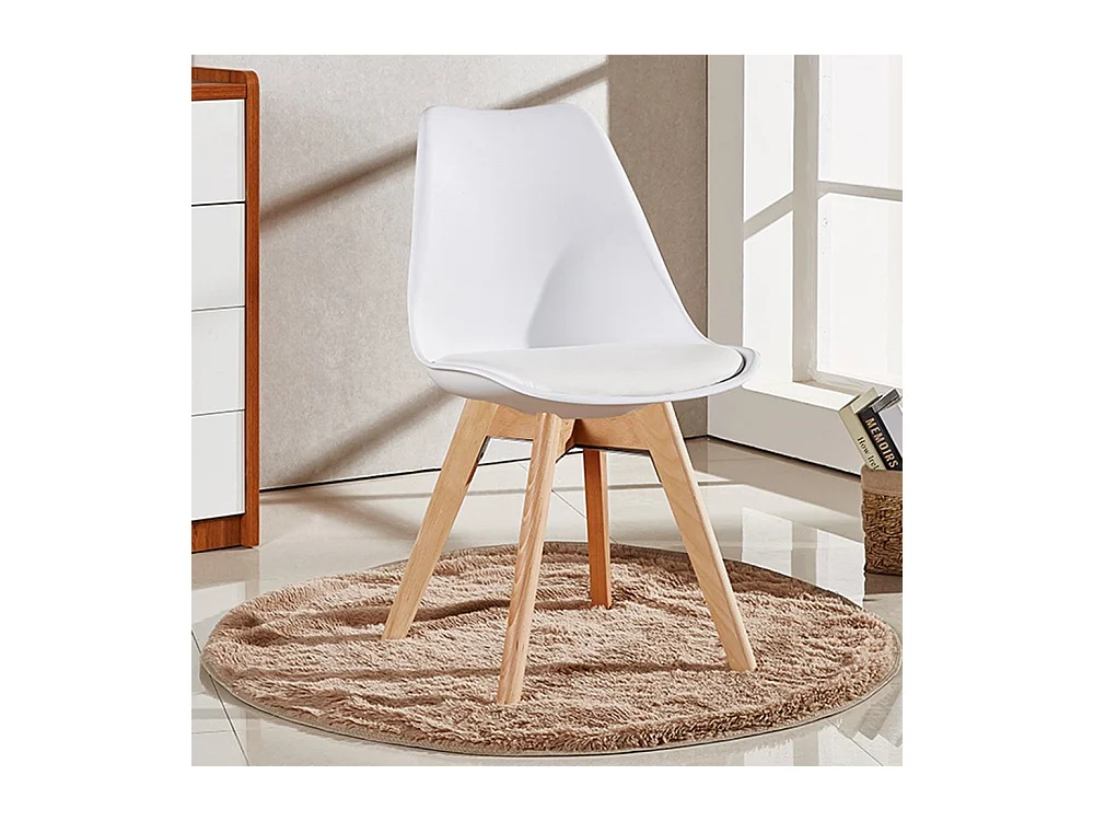 LORENZO - Chaise Scandinave Blanche - Assise Rembourrée - Blanc