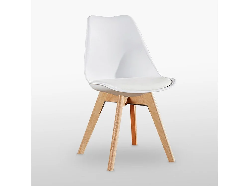 LORENZO - Chaise Scandinave Blanche - Assise Rembourrée - Blanc