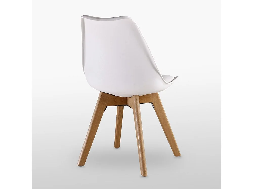 LORENZO - Chaise Scandinave Blanche - Assise Rembourrée - Blanc