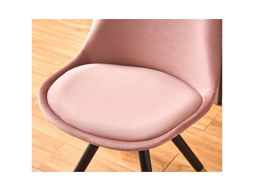 SOFIA - Chaise de salle à manger Rétro - Coque en plastique | Siège rembourré | Jambes en bois - Rose