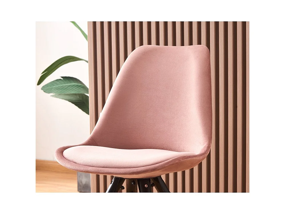 SOFIA - Chaise de salle à manger Rétro - Coque en plastique | Siège rembourré | Jambes en bois - Rose