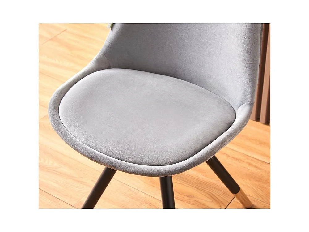 SOFIA - Chaise de salle à manger Rétro - Coque en plastique | Siège rembourré | Jambes en bois - Gris Clair