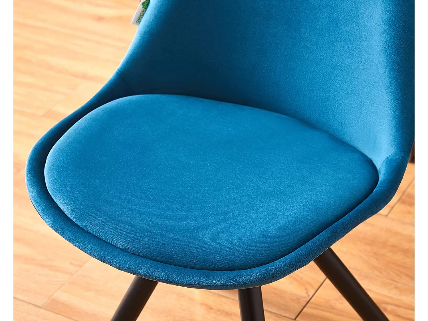 SOFIA - Chaise de salle à manger Rétro - Coque en plastique | Siège rembourré | Jambes en bois - Bleu