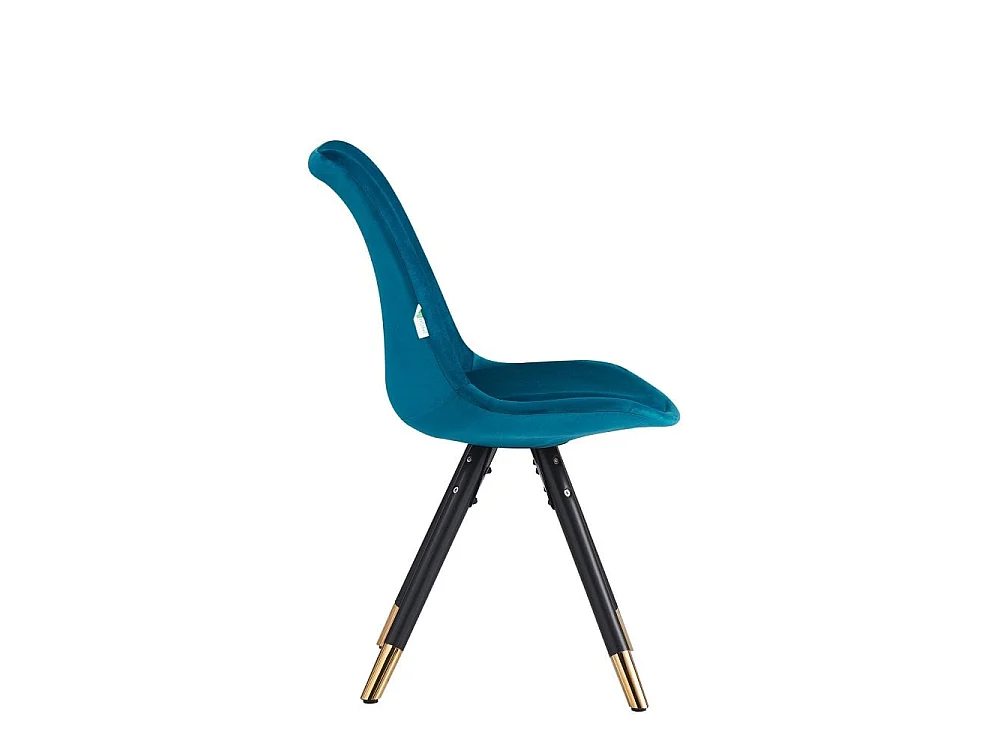 SOFIA - Chaise de salle à manger Rétro - Coque en plastique | Siège rembourré | Jambes en bois - Bleu