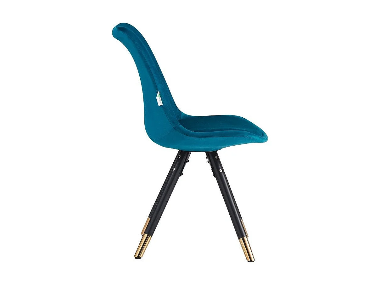 SOFIA - Chaise de salle à manger Rétro - Coque en plastique | Siège rembourré | Jambes en bois - Bleu