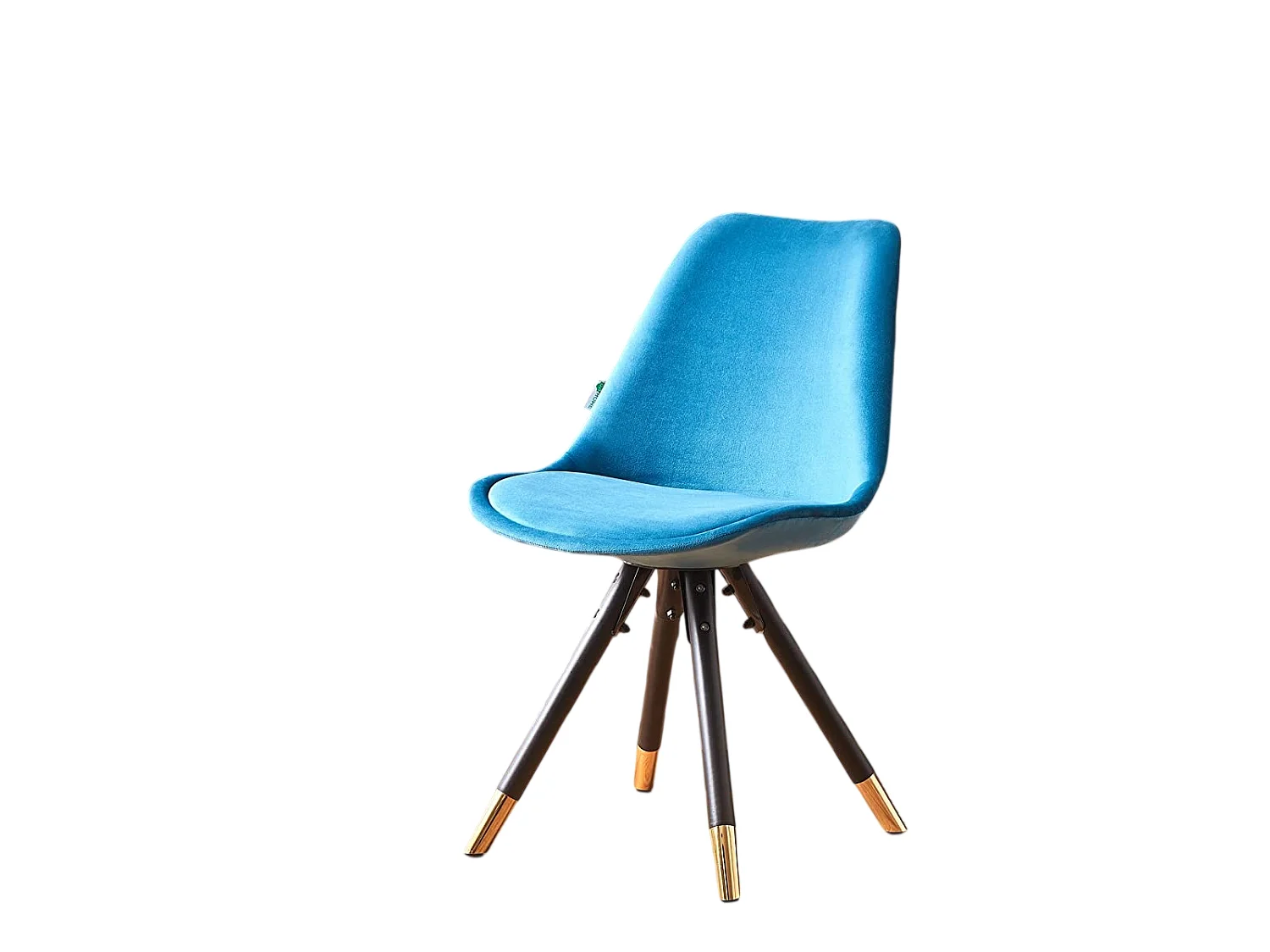 SOFIA - Chaise de salle à manger Rétro - Coque en plastique | Siège rembourré | Jambes en bois - Bleu