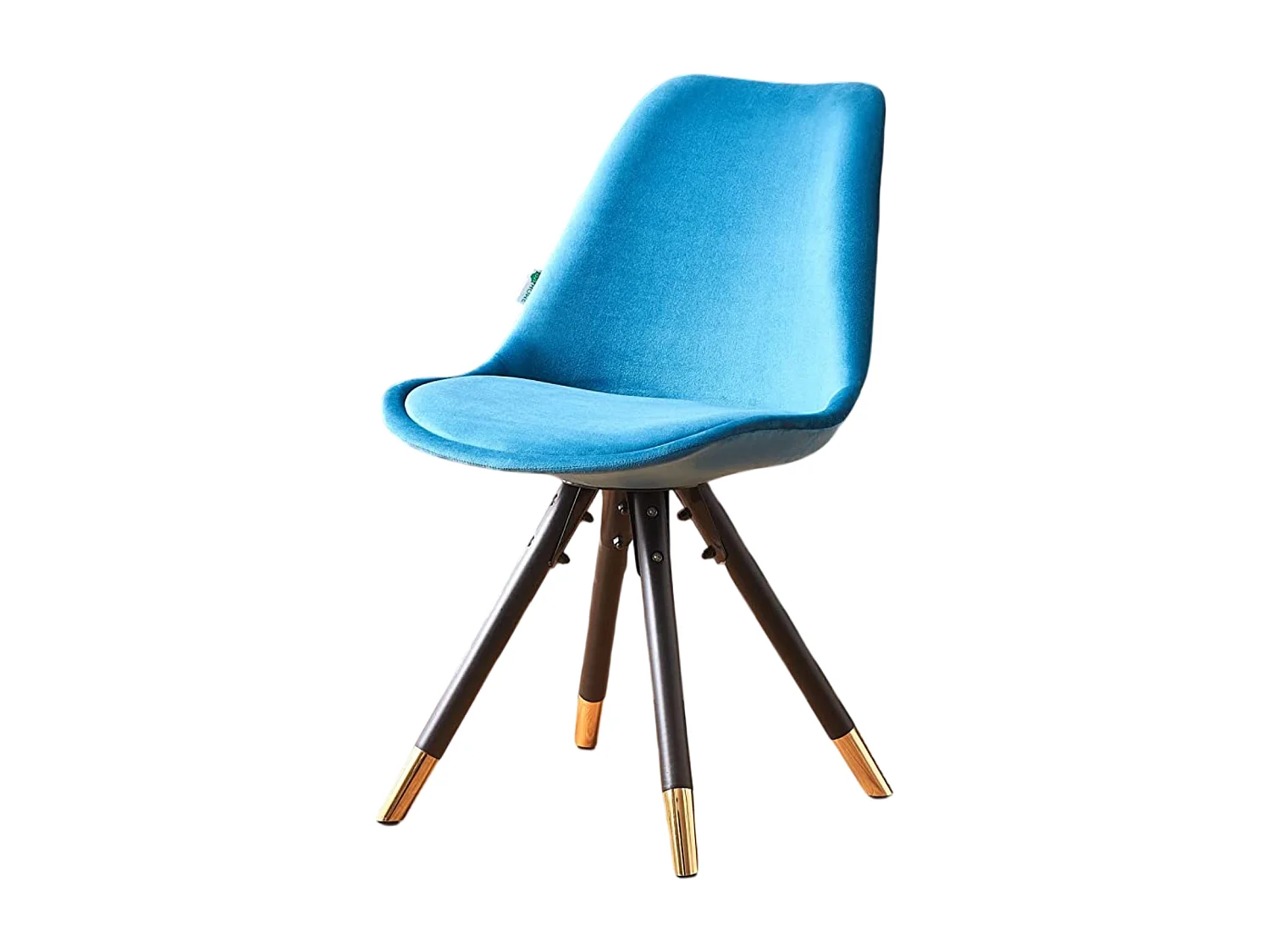 SOFIA - Chaise de salle à manger Rétro - Coque en plastique | Siège rembourré | Jambes en bois - Bleu