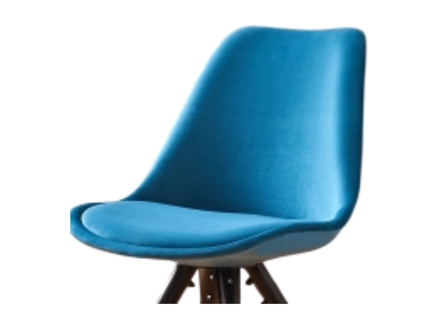 SOFIA - Chaise de salle à manger Rétro - Coque en plastique | Siège rembourré | Jambes en bois - Bleu