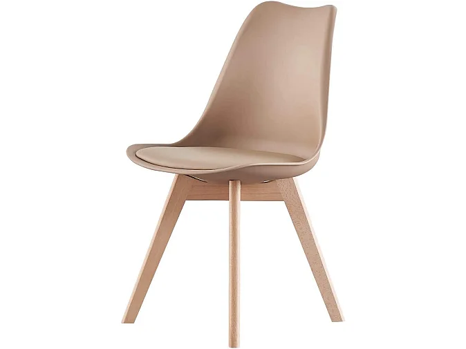 LORENZO - Chaise Scandinave Beige Lorenzo - Assise Rembourrée - Beige