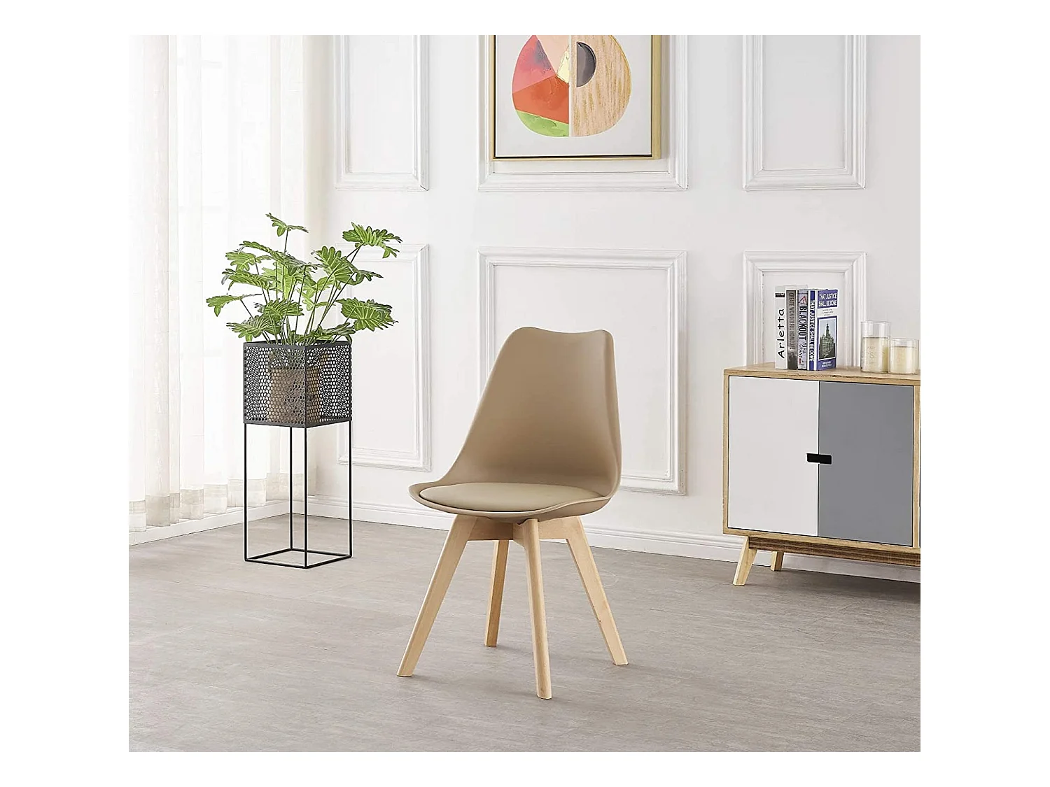 LORENZO - Chaise Scandinave Beige Lorenzo - Assise Rembourrée - Beige