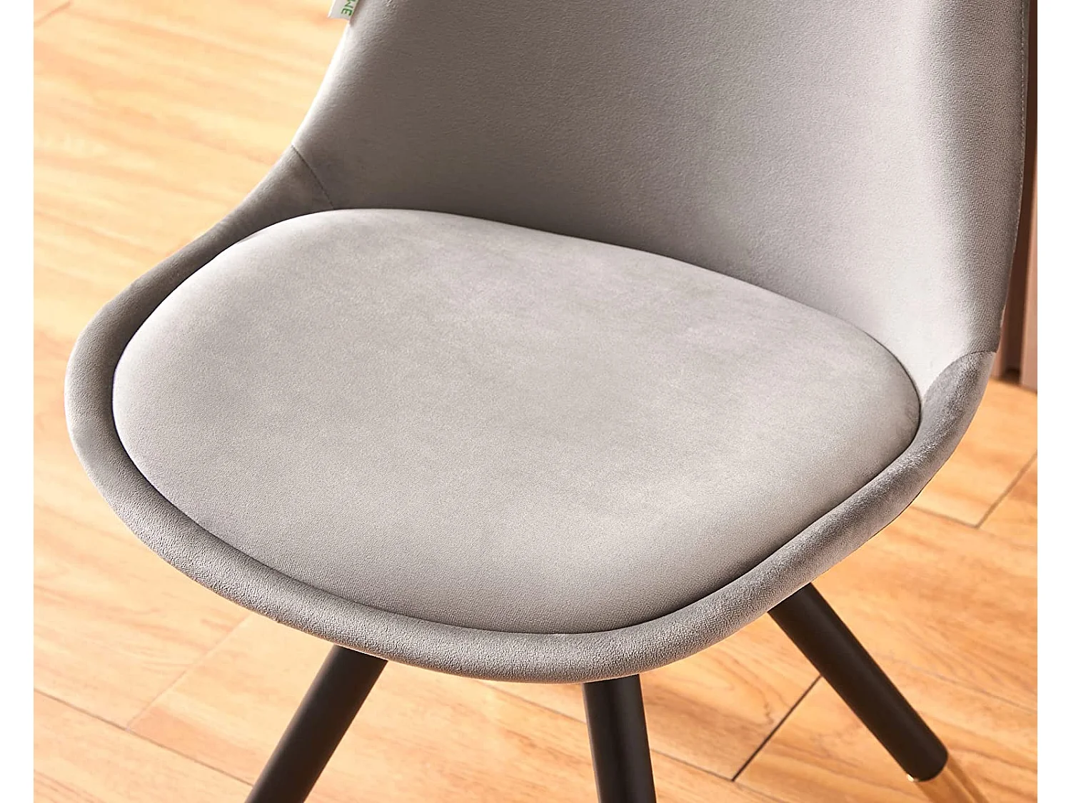 SOFIA - Chaise de salle à manger Rétro - Coque en plastique | Siège rembourré | Jambes en bois - Gris Foncé