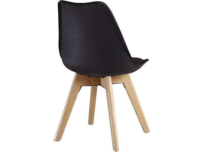 LORENZO - Chaise Scandinave Noire - Assise Rembourrée - Noir