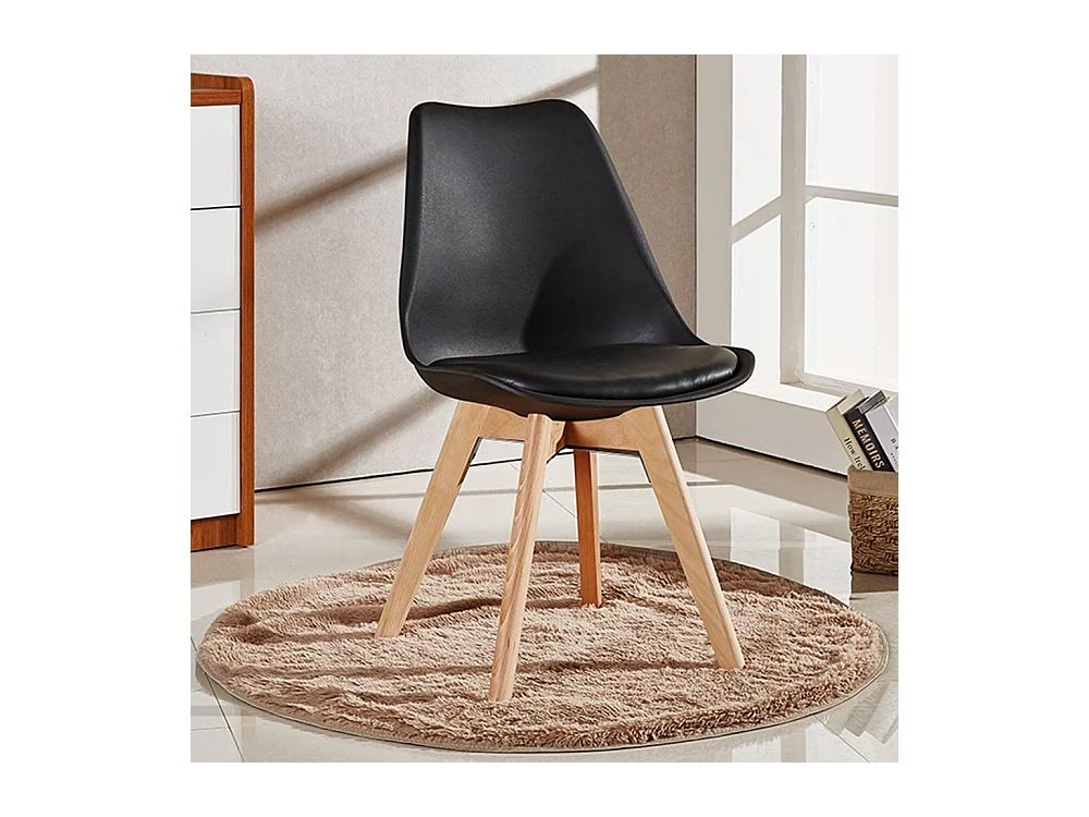 LORENZO - Chaise Scandinave Noire - Assise Rembourrée - Noir