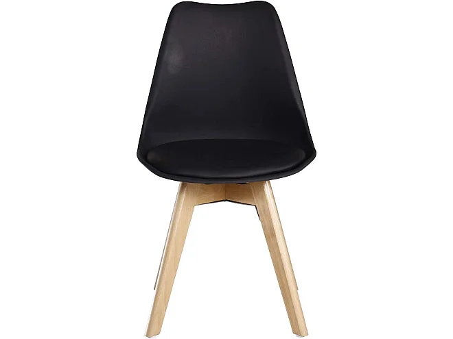 LORENZO - Chaise Scandinave Noire - Assise Rembourrée - Noir