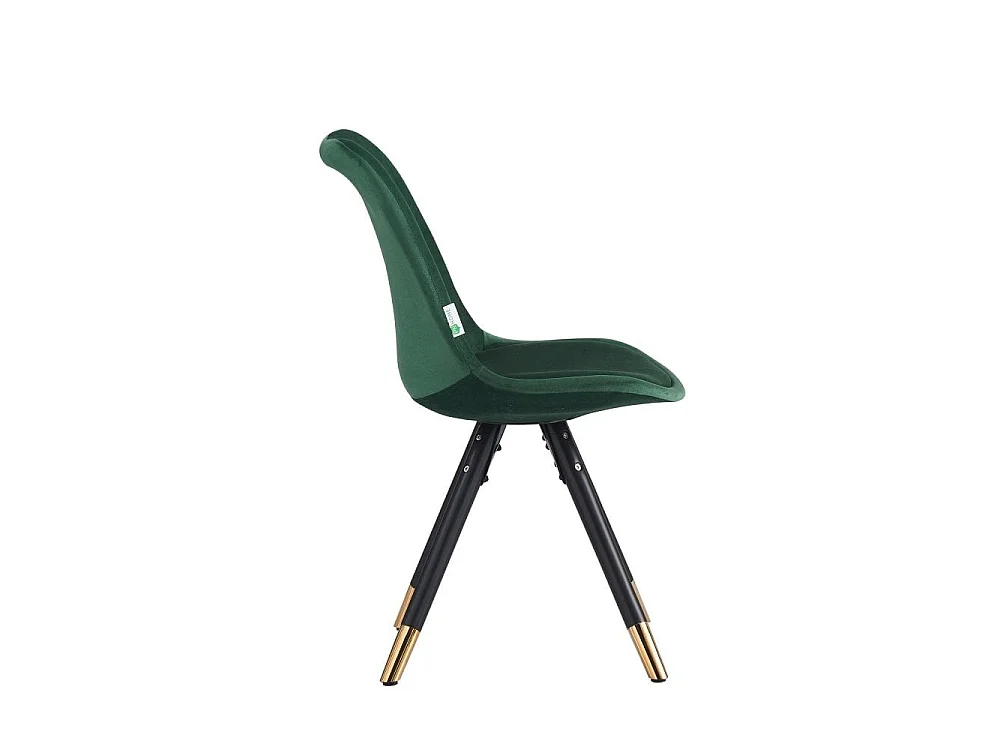 SOFIA - Chaise de salle à manger Rétro - Coque en plastique | Siège rembourré | Jambes en bois - Vert