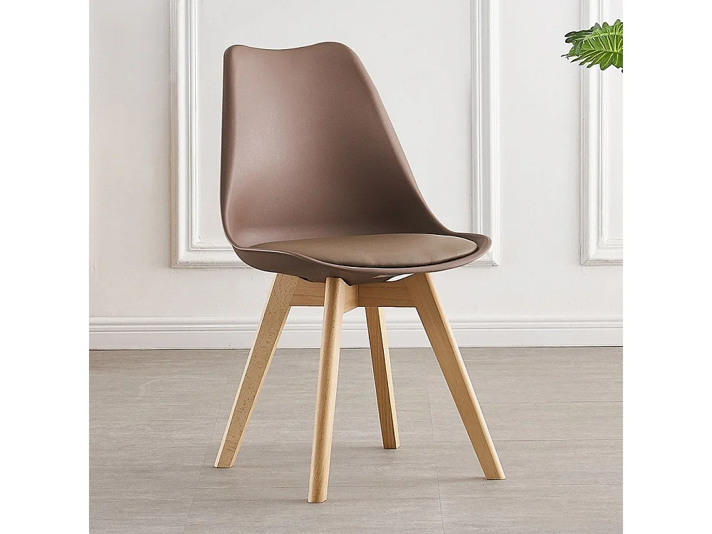 LORENZO - Chaise Scandinave Marron Lorenzo - Assise Rembourrée - Marron