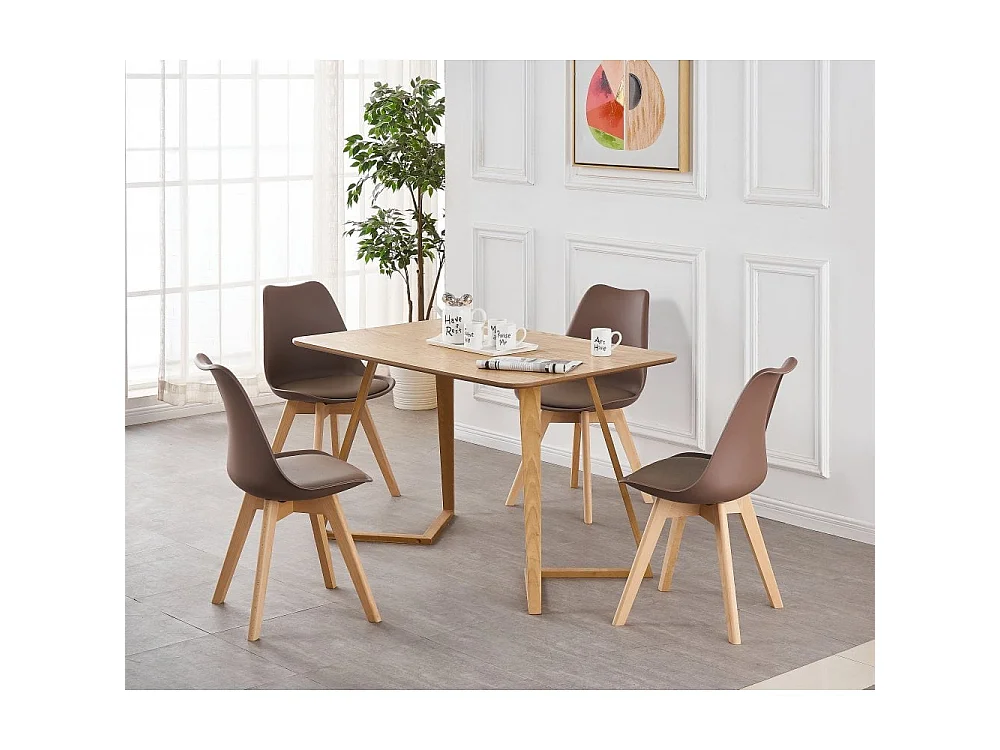 LORENZO - Chaise Scandinave Marron Lorenzo - Assise Rembourrée - Marron