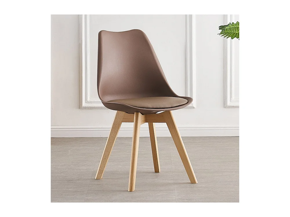LORENZO - Chaise Scandinave Marron Lorenzo - Assise Rembourrée - Marron