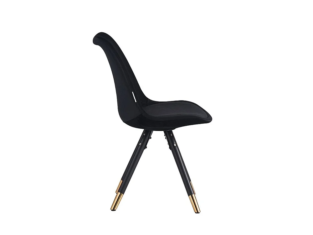 SOFIA - Chaise de salle à manger Rétro - Coque en plastique | Siège rembourré | Jambes en bois - Noir