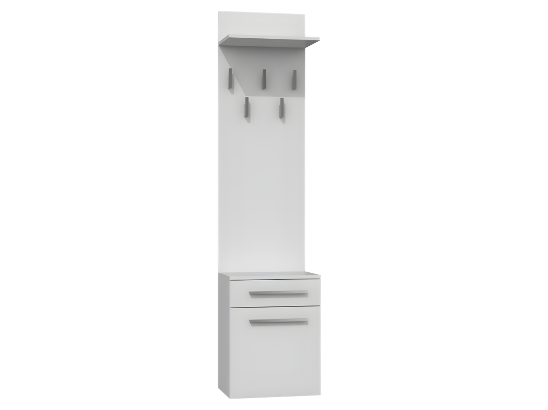 vente unique VIONI - Meuble vestiaire d'entrée - Portemanteau mural avec étgère - 5 crochets - Tiroir + meuble de rangement